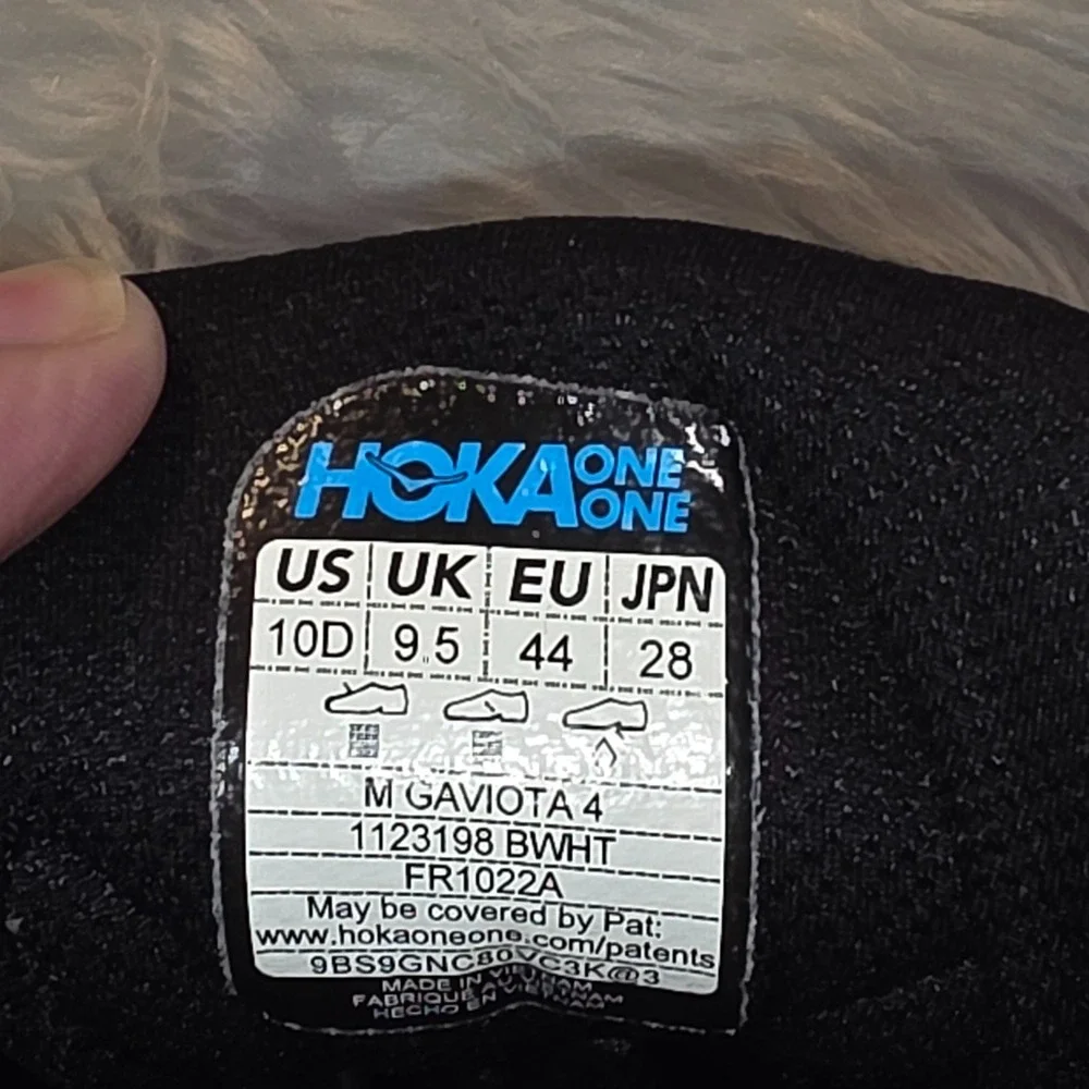 Men's Running Shoes HOKA One One Gaviota 4 Black White Size 10D 1123198 BWHT